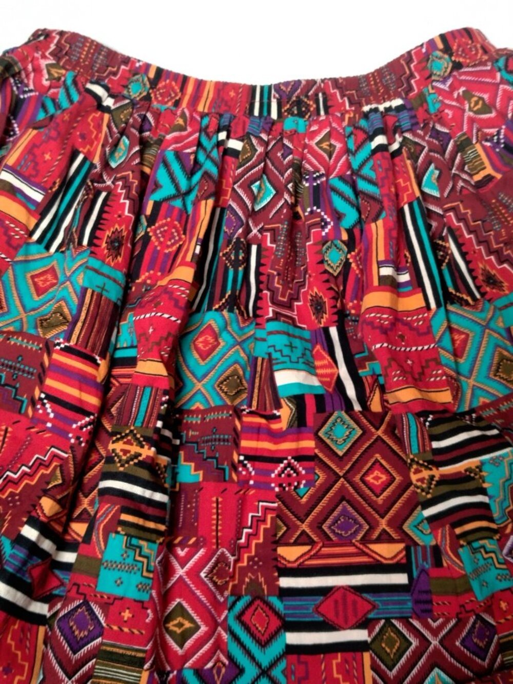McCalls Skirt Small Long Maxi Southwestern Native Patchwork Tribal Print Natural - Picture 10 of 11
